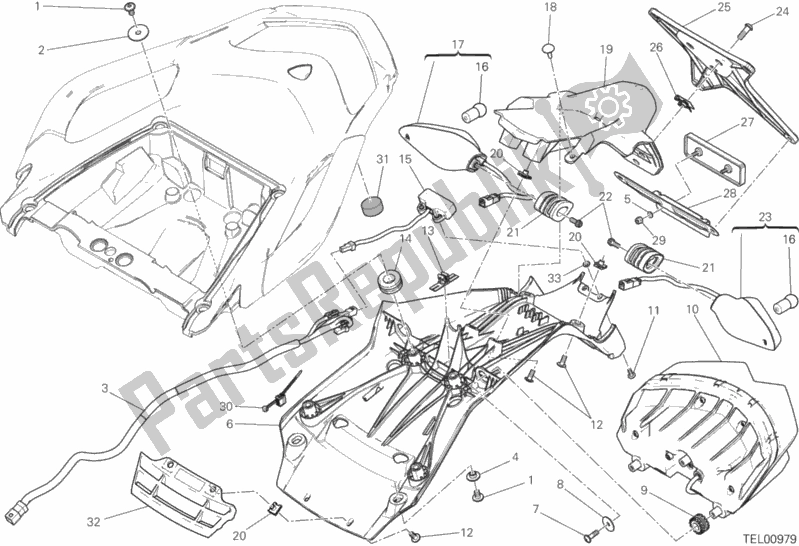 Toutes les pièces pour le Support De Plaque D'immatriculation - Feu Arrière du Ducati Multistrada 1200 ABS Thailand 2017
